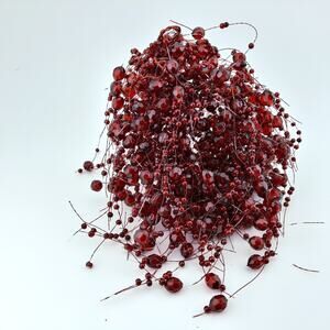 Handmade Large Red Beaded Hairpiece /Haircomb